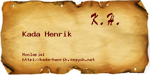 Kada Henrik névjegykártya